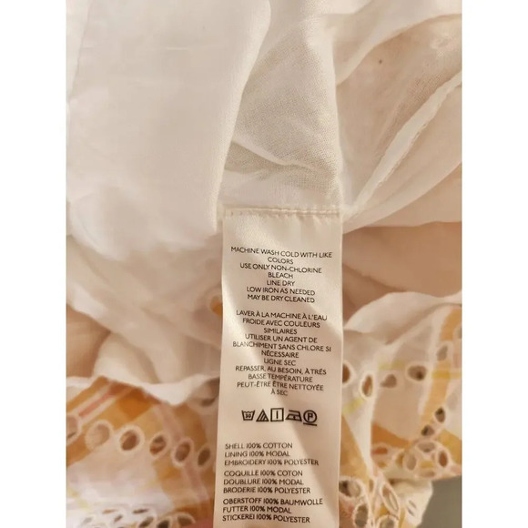 NWT Anthropologie Puff-Sleeve Eyelet Midi Dress Size S Yellow #9H413 - Picture 10 of 11